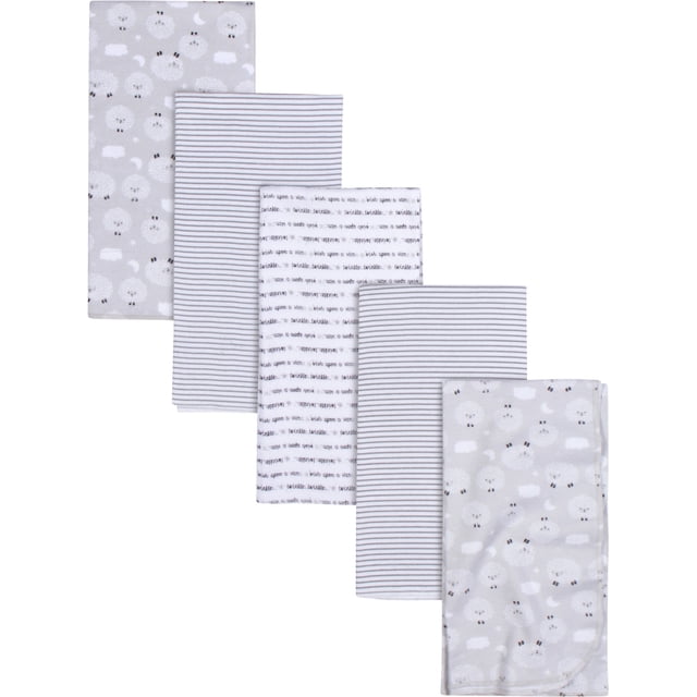 Gerber Set 5 mantas bebé algodón suaves color blanco y gris recién nacido