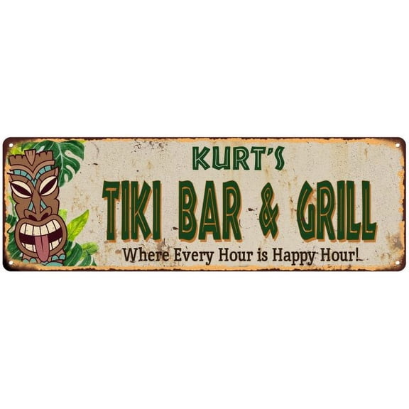 Kurt's TIKI BAR & GRILL Gift Metal Sign 6x18 Decor 206180040291