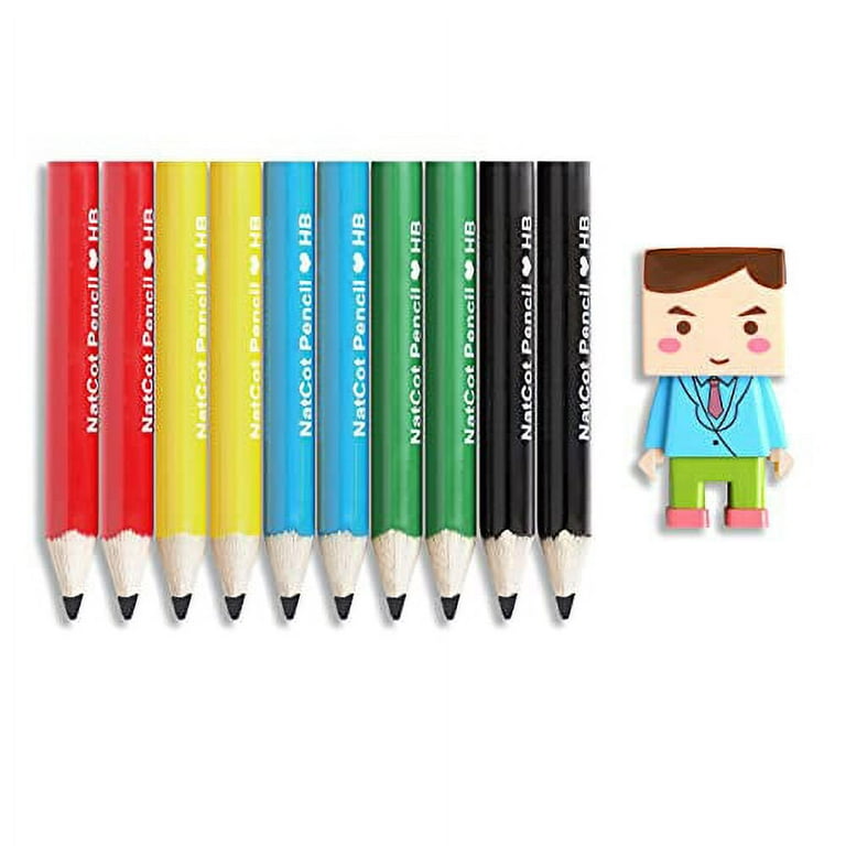 NatCot Triangular Fat Pencil For 2-8 Years Old Kids Use.10 Pencil With  Pencil Sharpener And Eraser (Color) 