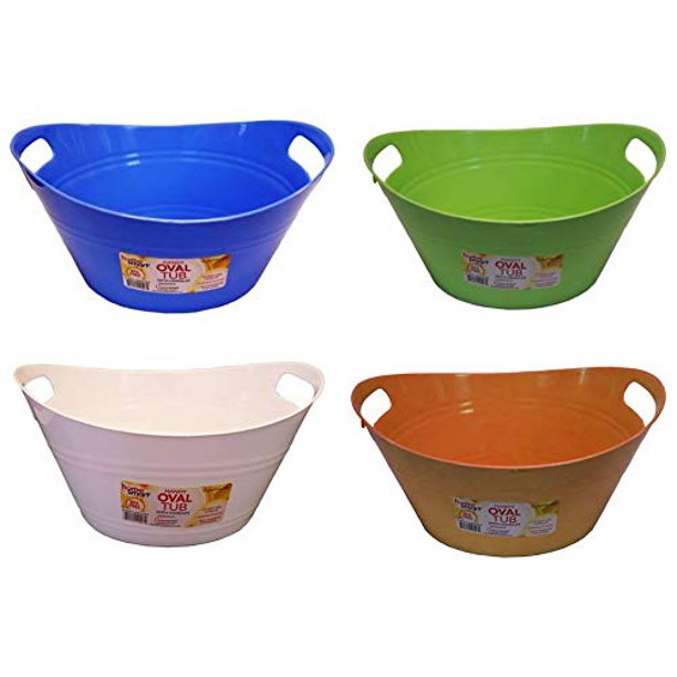 Oval plastic storage tubs with handle Small size (12.8" x 9" x 6.3