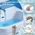 thumbnail image 3 of MEMOFO Tapón de lavabo de baño 3 en 1, 2 piezas, acero inoxidable, 3 of 9