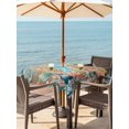 thumbnail image 3 of Outdoor Tablecloth with Umbrella Hole for Patio/Picnic/Party/Camping, Jellyfish Coastal Waterproof Table Cloth Square Cover Washable, Summer Nautical Starfish Coral Brown Anchor (54"x 54"), 3 of 8