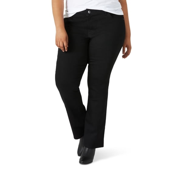 Womens Extended Plus Size Petite Length Bootcut Stretch BLACK /BLUE Denim JEANS