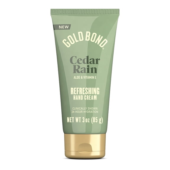 Gold Bond Cedar Rain Refreshing Hand Cream, Everyday Hand Cream with Aloe Vera to Refresh Skin and Vitamin E to Help Soothe the Skin, Comforting Cedar Rain Scent, 3 oz
