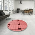 thumbnail image 4 of Ahgly Company Machine Washable Indoor Round Transitional Grapefruit Red Area Rugs, 5' Round, 4 of 7