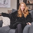 thumbnail image 7 of Nestl Wearable Blanket Hoodie, Oversized Hooded Blanket One Size Fits All, Reversible Plush Microfiber, Black/Ivory, 7 of 7