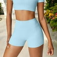 thumbnail image 3 of Women's High Waist Athletic Shorts for Yoga and Fitness- Small, Light Blue, 3 of 6