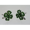 thumbnail image 2 of Emeralds Rhinestone Shamrock Outline Post Earrings, St Patrick's Day Earrings, Irish Four Leaf Clover Earrings Jewelry Gift, 2 of 10