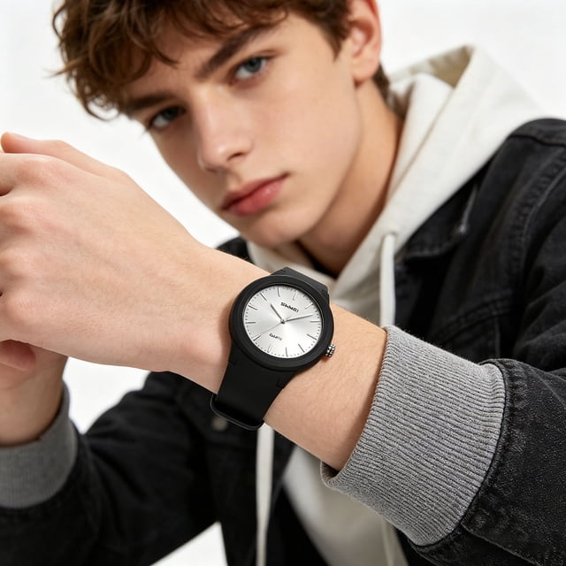 Reloj de pulsera de cuarzo analógico con movimiento silencioso, impermeable, estilo deportivo casual, unisex para estudiantes, chicos y chicas adolescentes.