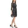 thumbnail image 4 of INSPIRE CHIC Women's Floral Dress Shirred Sleeve Smocked Dresses L Navy Blue, 4 of 6
