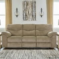 thumbnail image 2 of Signature Design by Ashley Alphons Fabric Reclining Sofa in Light Brown, 2 of 14