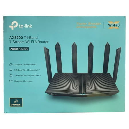 TP-Link - Archer AX3200 Tri-Band Wi-Fi 6 Router - Black