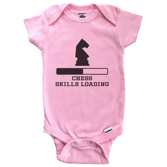 Chess Skills Loading Funny Chess Player Humor Baby Bodysuit (Pink), 0-3 Months