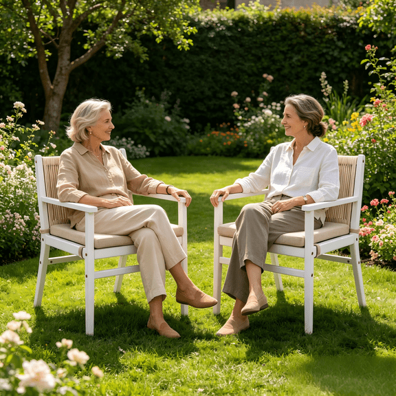 Outdoor Patio Dining Chair, Acacia Wood Arm Chair Set of 2,Removable Breathable Cushion, for Patio & Garden, White