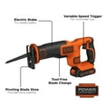thumbnail image 4 of BLACK+DECKER 20V Cordless Reciprocating Saw, 1.5Ah, Battery and Charger Included, 4 of 12