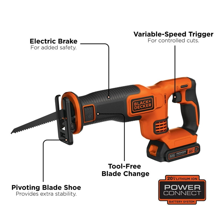 BLACK+DECKER 20V Max Cordless Reciprocating Saw, Battery Included, BDCR20C BLACK+DECKER 20V Max Cordless Reciprocating Saw, Battery Included, BDCR20C