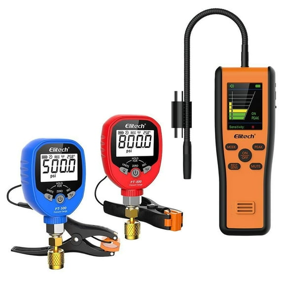 Elitech IR-200 Advanced Dual Sensor Refrigerant Leak Detector   PT-500/800 AC Wireless Manifold Gauge