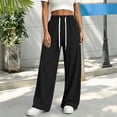 thumbnail image 2 of Dnhxils Womens Wide Leg Sweatpants with Pockets Casual Drawstring Pants Loose Trousers for Ladies Fall Fashion Outfits Black M, 2 of 7