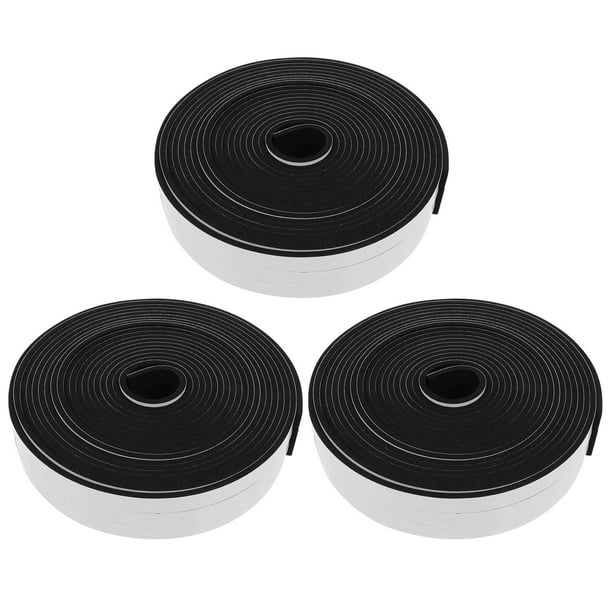 1 set 3 unids tira de sello de espuma autoadhesiva a prueba de polvo para puertas y ventanas (negro)