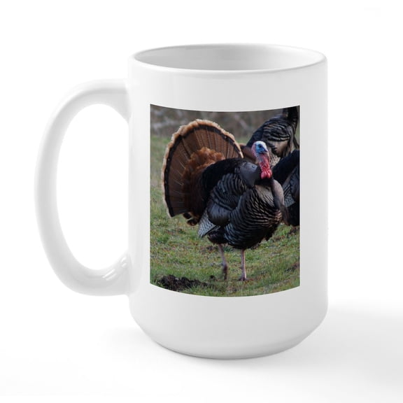 CafePress - Big Gobbler Large Mug - 15 oz Ceramic Large White Novelty Mug