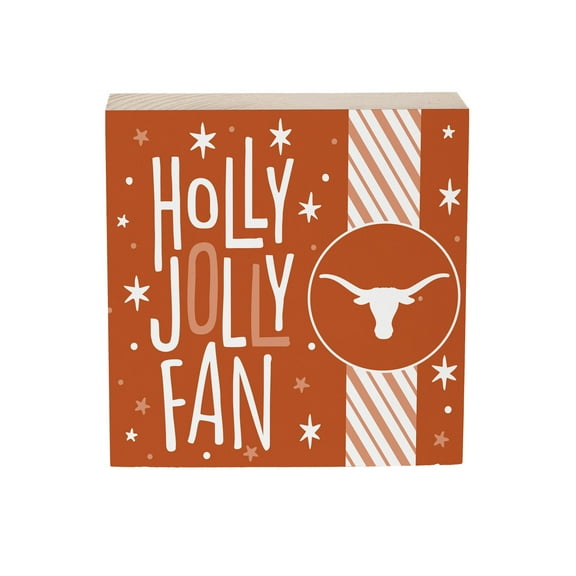Texas Longhorns 6" Holiday Wood Plock Shelf Sign