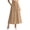 Khaki, variant on Jane Wardrobe Smocked Elastic High Waist Linen Blend Flow Midi Skirt Women Side Pocket Solid Casual Long Skirt 1PC S-XXL Plus Size Friendly