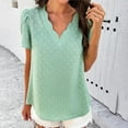thumbnail image 6 of Miluxas Women's Swiss Dot Casual Summer Tops Short Sleeve Crewneck Chiffon Blouses Cute Solid Color Loose Shirts Tees Green 6(M), 6 of 9