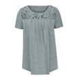 thumbnail image 5 of Summer Tops Sevevn Women Fashion Lace Splicing Round Neck Short Sleeve T-Shirt Blouse Womens Shirts, 5 of 6