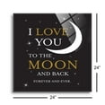 thumbnail image 3 of Love You Moon Back Slate Grey Stars 24 x 24 Glass Wall Hanging Sign, 3 of 4