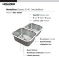 thumbnail image 4 of Houzer Medallion Classic 32 in Stainless Steel Undermount 60/40 Double Small Right Bowl Kitchen Sink with Strainer - MEC-3220SR-1, 4 of 7