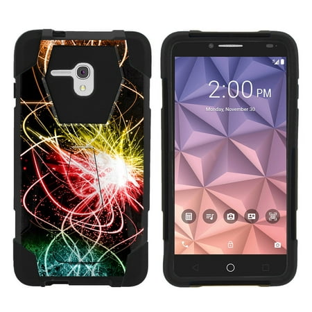 Alcatel One Touch Fierce XL 5054N Shock Fusion Heavy Duty Dual Layer Kickstand Case -  Colorful Light