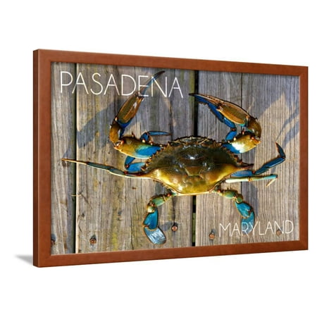 Pasadena, Maryland - Blue Crab on Dock Framed Print Wall Art By Lantern