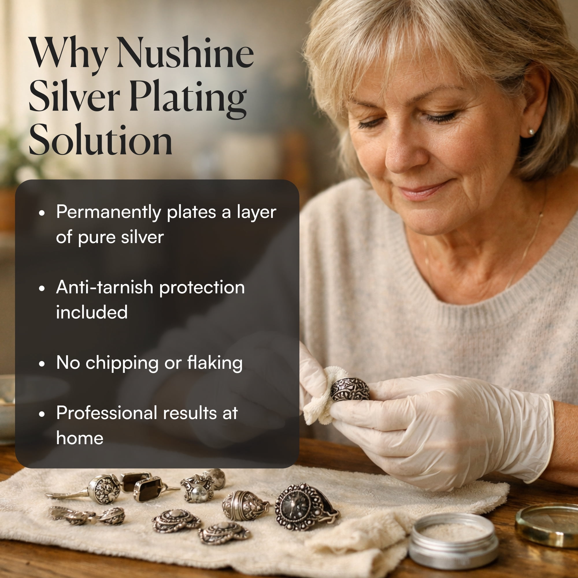 Nushine Silver Plating Solution 1.7 Oz - Permanently Plate Pure Silver onto Worn Silver, Brass, Copper and Bronze (ecofriendly Formula)