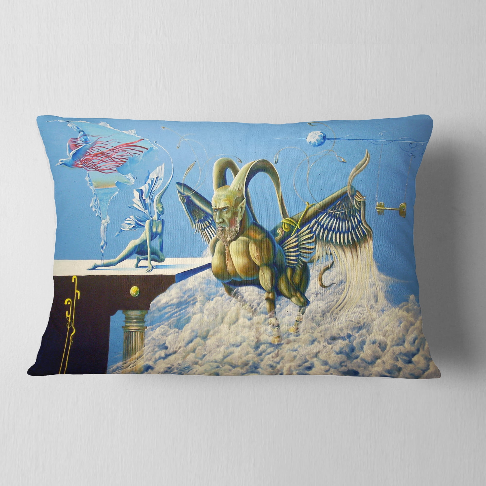 Designart Cherubim - Abstract Portrait Throw Pillow - 12x20