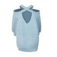 thumbnail image 5 of STETMN Plus Size Sweater for Women Off Shoulder Crew Neck Tops Casual Lantern Sleeve Shirts, 5 of 6