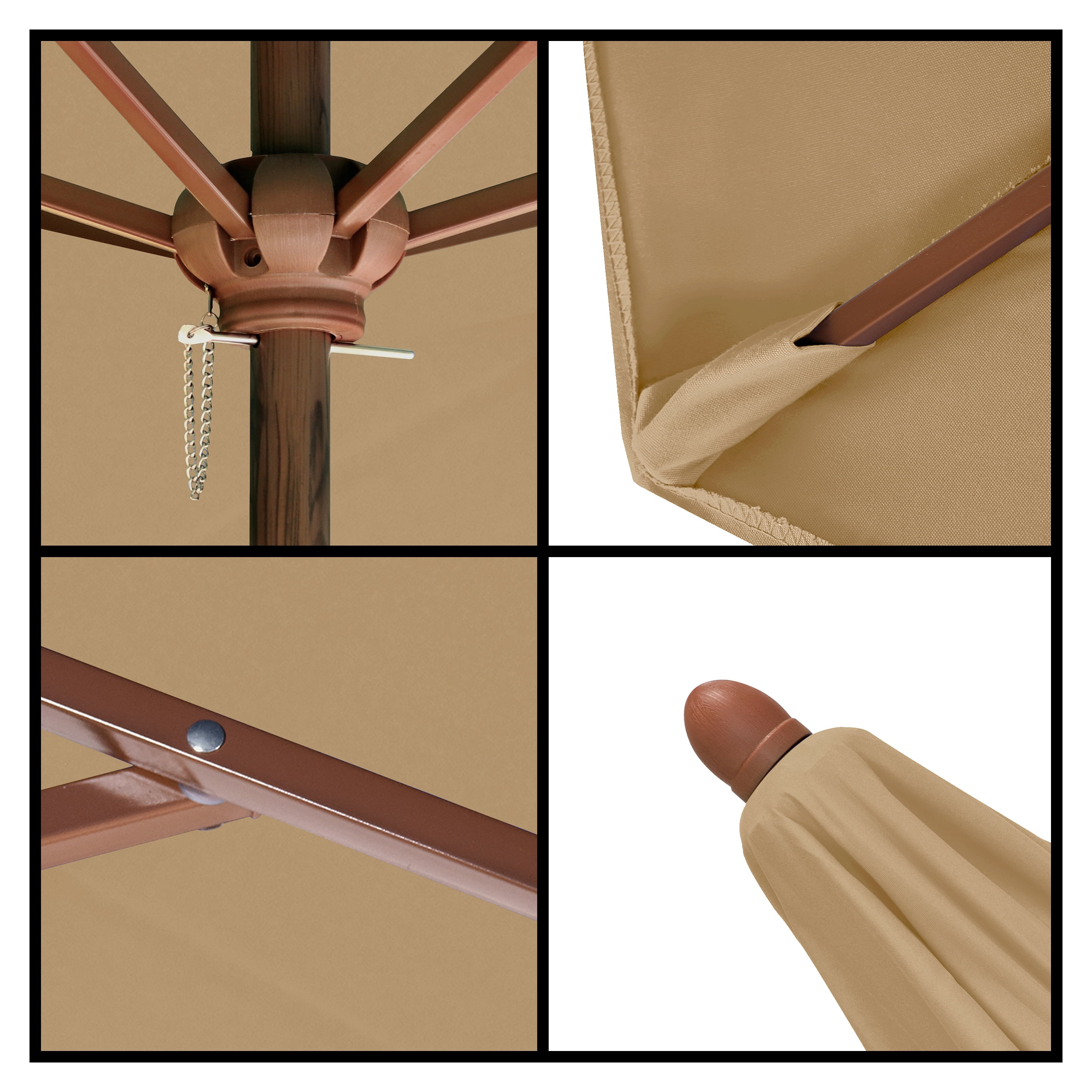 Astella 90" Antique Beige Solid Print Hexagon Market Patio Umbrella