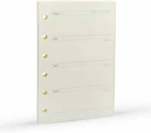 A7 Planner Refill, A7 Agenda Refill for Filofax,6 Hole/100gsm,4.84 x 3.23'', Harphia(Weekly plan)