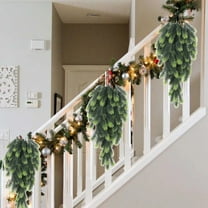 Lwlmwt 30-Inch Artificial Christmas Teardrop Wreath Winter Hanging Decor Realistic Greenery Accent Perfect for Porches, Fireplaces, and Christmas Decorations