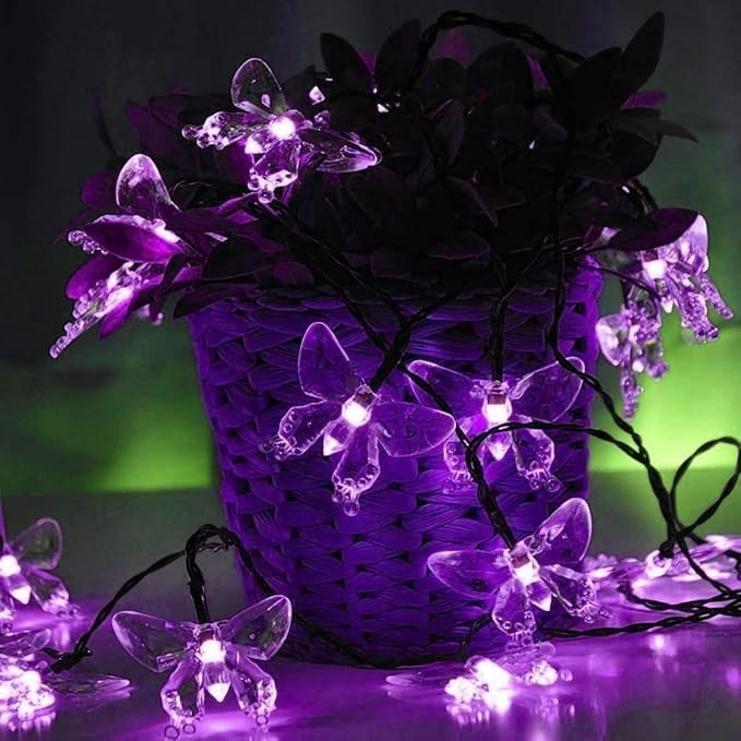 Butterfly String Lights, 5m 20LED Outdoor Solar Powered String Light 8Mode Indoor for Garden Home Wedding Party Christmas Lighting Decoration