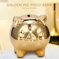 thumbnail image 3 of Ceramic Gold Pig Bank Cute Coin Bank Furnishings Lucky Pig Decoration,Gold Pig, 3 of 9