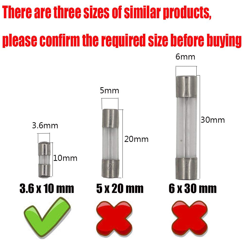 SIXQJZML 10 Pack F5AL Fast-Blow Fuse 5A 5amp 125V Glass Fuses 0.2 x 0.78 Inch / 