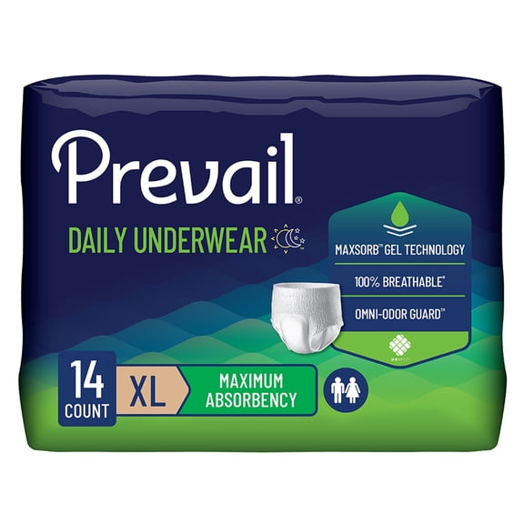 Prevail Underwear, Extra Absorbency, XL, 54 - 64 Inches, 14 Count, 4 Pack