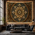 thumbnail image 6 of Intricate Mandala on Dark Mottled Background, Mystical Vintage for Boho Decor Lovers, Ornate Teal Wall Art, Housewarming Gift Tapestry Wall Hanging for Bedroom and Living Room, 6 of 7