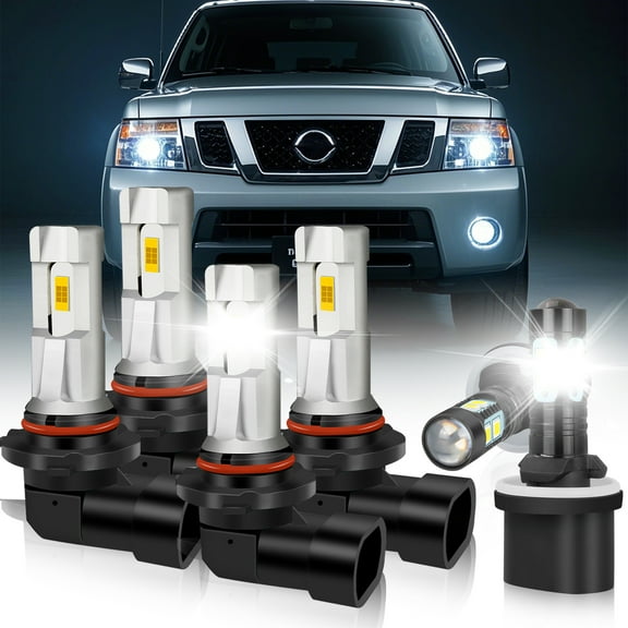 For Nissan Armada 2005-2010 Titan 2004-2015 6x White LED Headlights Bulb High Low Beam Fog Light,9005 9006 880