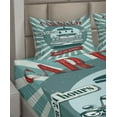 thumbnail image 6 of Ambesonne Retro Fitted & Top Sheet Set with Shams, Car Wash Sign Commercial, Red Teal, 6 of 8