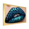 thumbnail image 2 of Designart 'Woman Lips With Black Lipstick Blue Diamonds' Modern Framed Art Print, 2 of 4