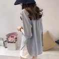 thumbnail image 4 of Qarigey Camisa a rayas Mujer Blusa de verano Cuello Suelta Top casual Prendas para la parte del cuerpo Azul claro 3XL, 4 of 8