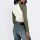 thumbnail image 5 of Top de manga larga slim fit con bloques de color para mujer: ligeramente corto, camisas informales elásticas de mezcla de poliéster, 5 of 6
