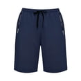 thumbnail image 3 of Besolor Plus Size Athletic Shorts for Men Wide Leg Elastic Waist Drawstring Casual Quick Dry Workout Running Shorts with Zipper Pocket(Large,Blue), 3 of 4