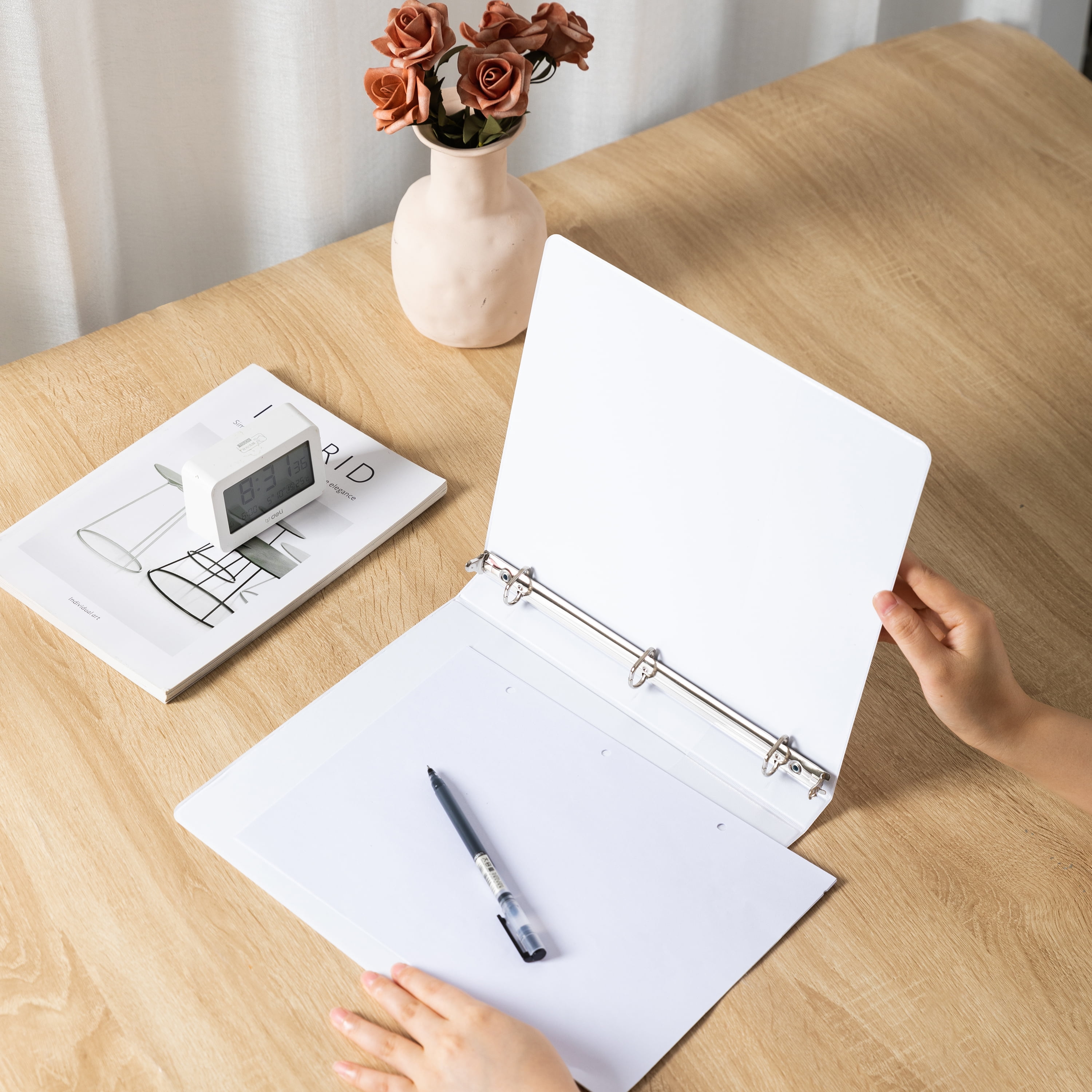 Pen+Gear Durable View 1/2 in D-Ring Binder, White